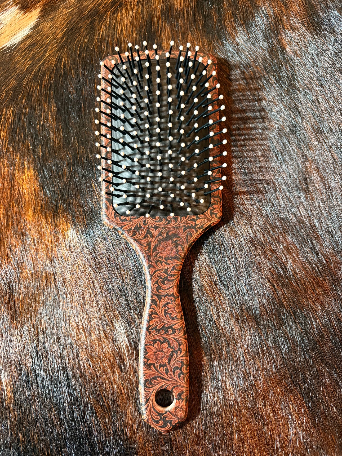 Brown Tooled Hair Brush