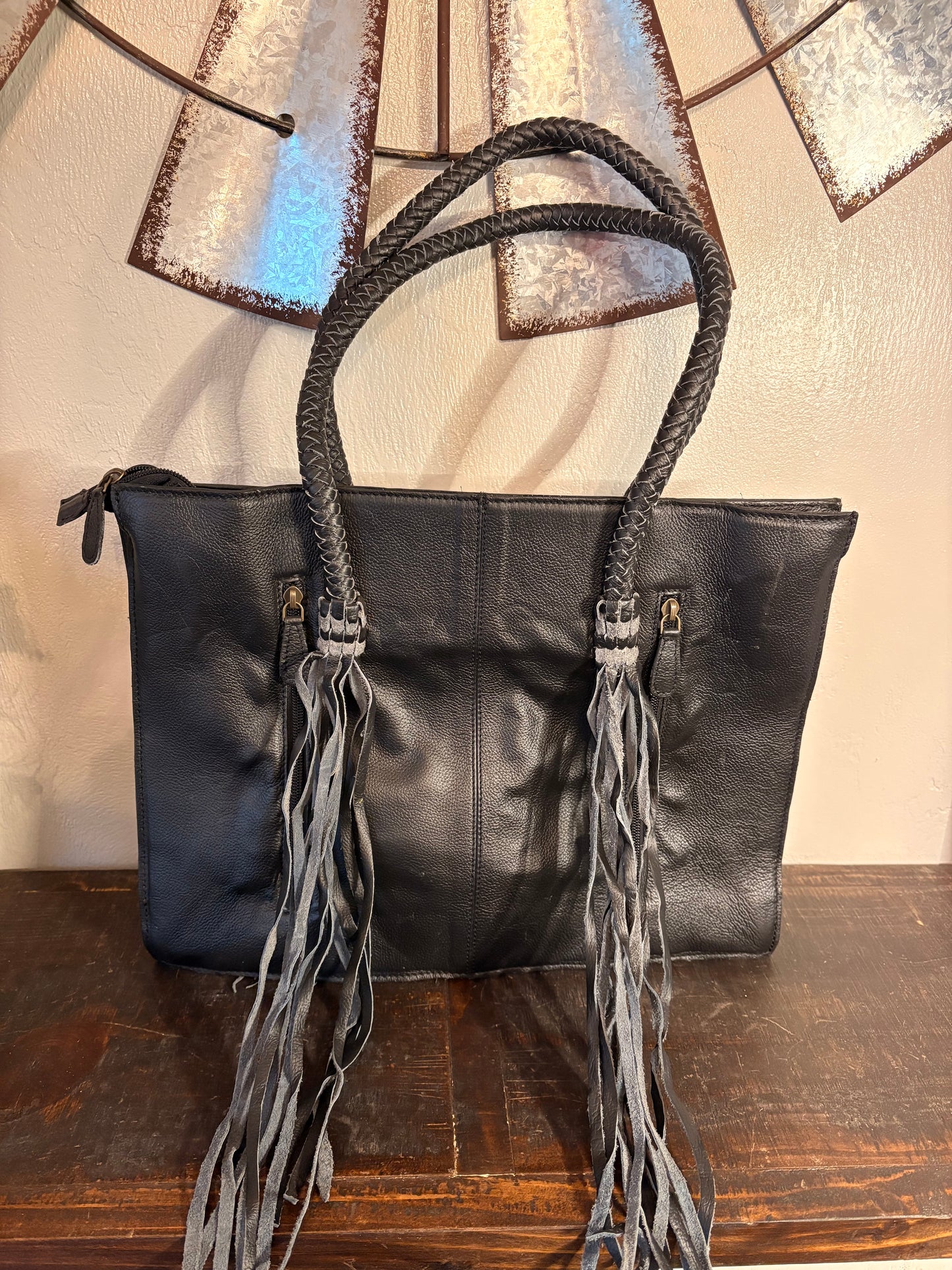 Tooled Leather and Cowhide Concealed Carry Purse