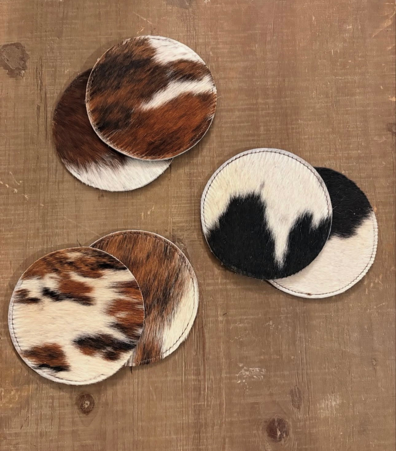 Round Cowhide Coaster