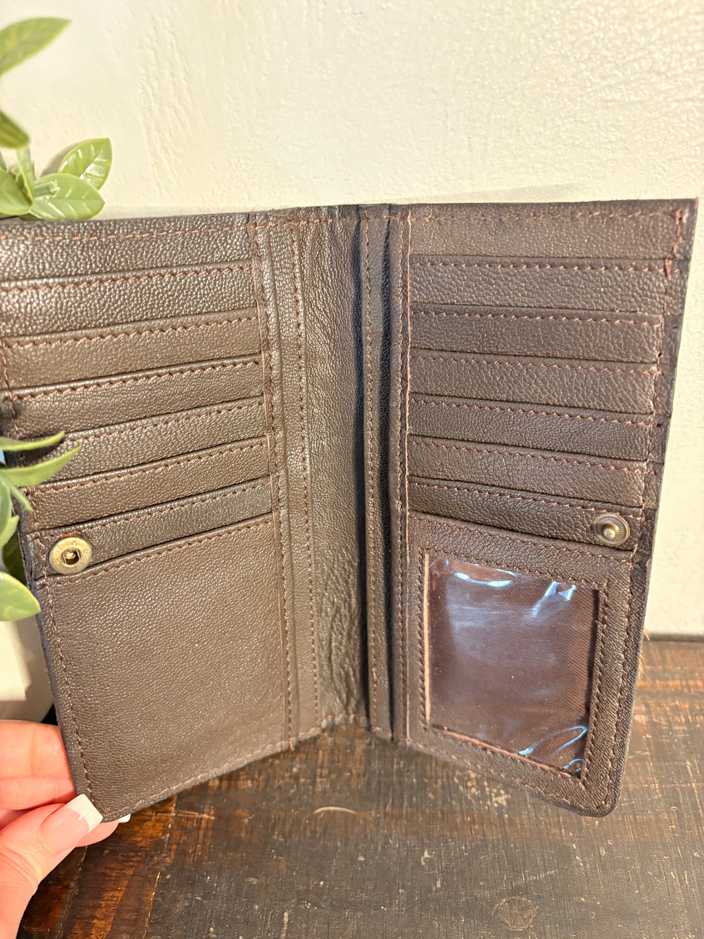 Tooled Leather and Cowhide Walllet