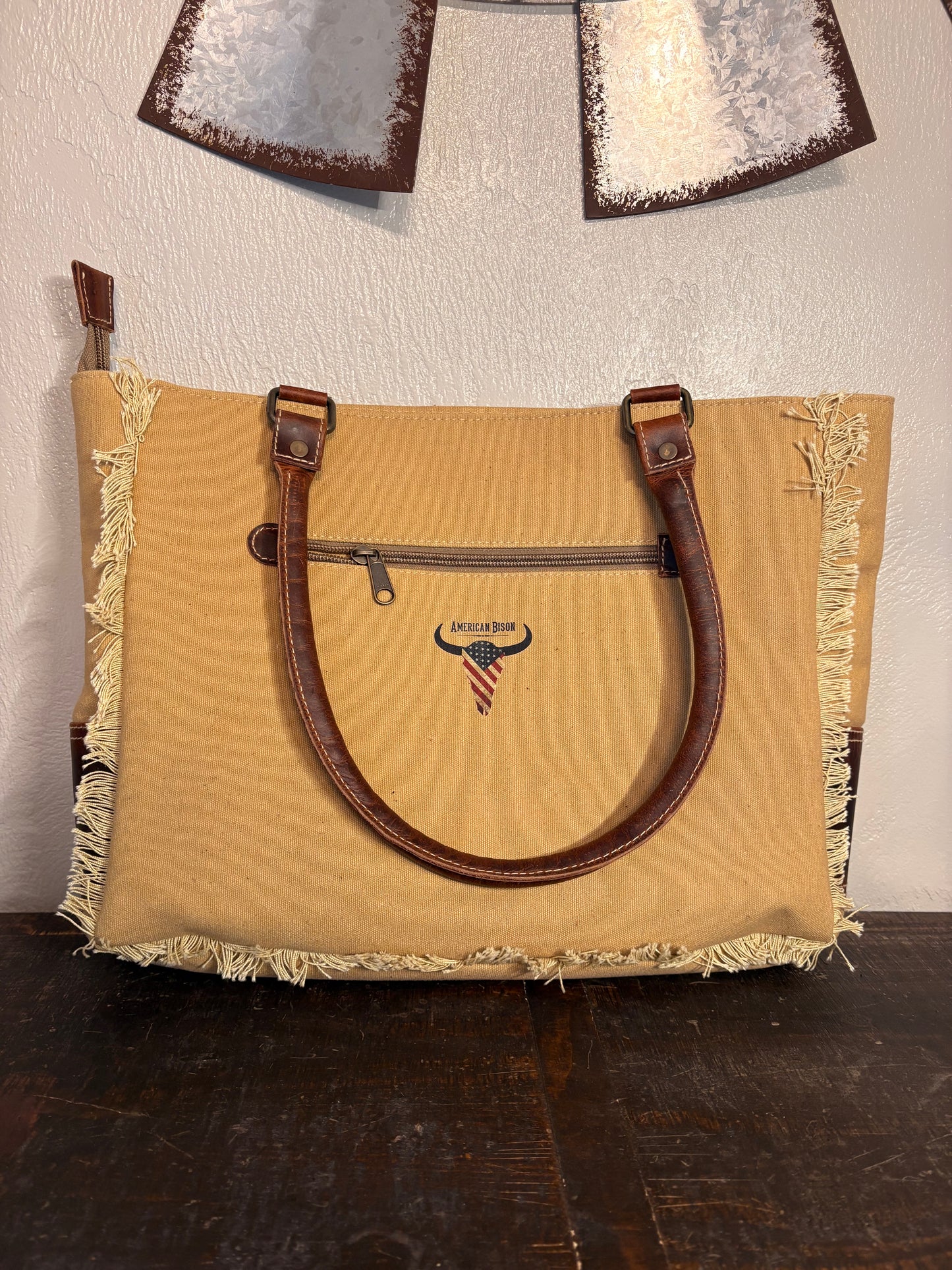 American Bison Aztec Canvas Purse / Tote