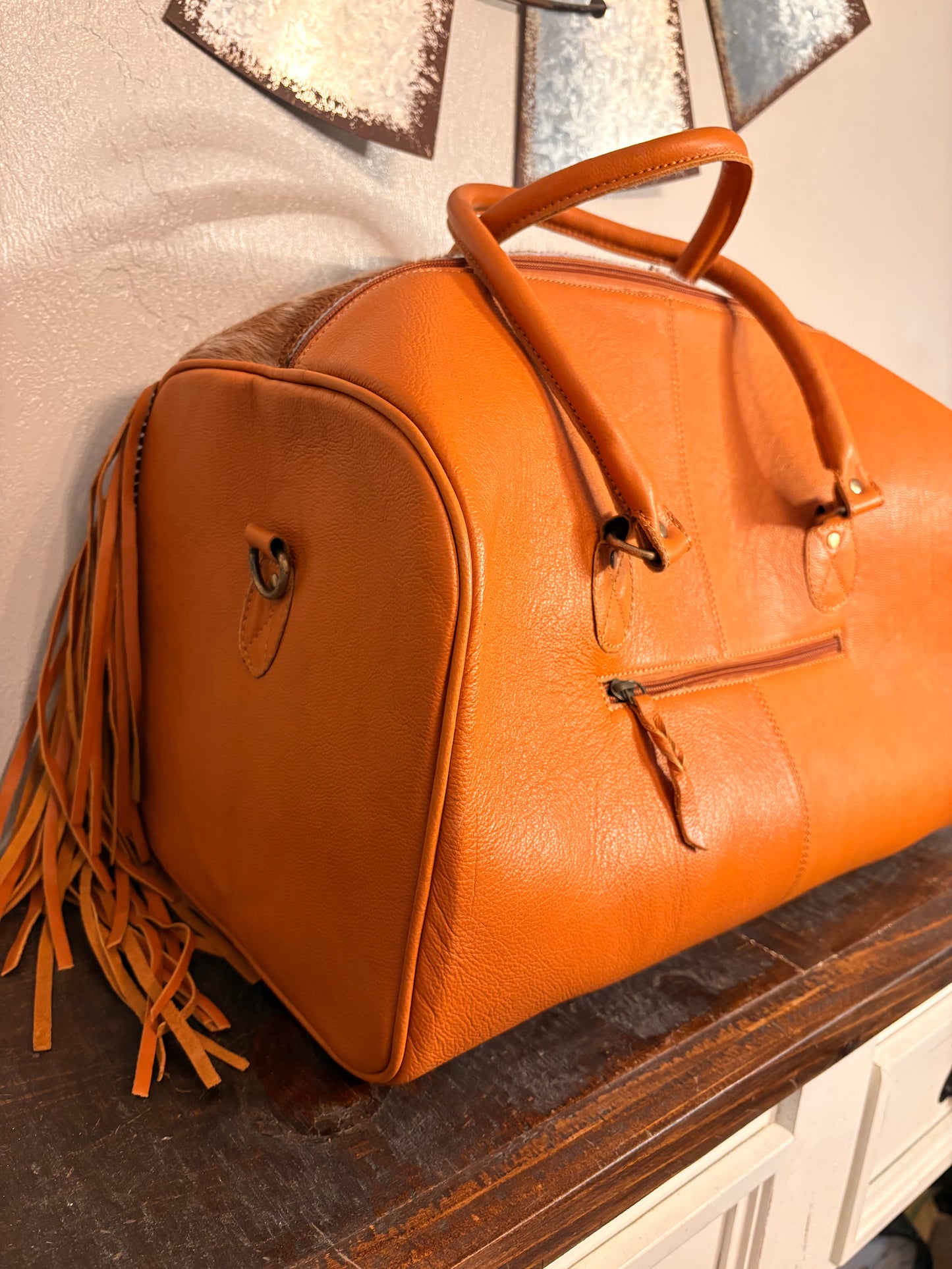 Leather and Cowhide Duffle Bag