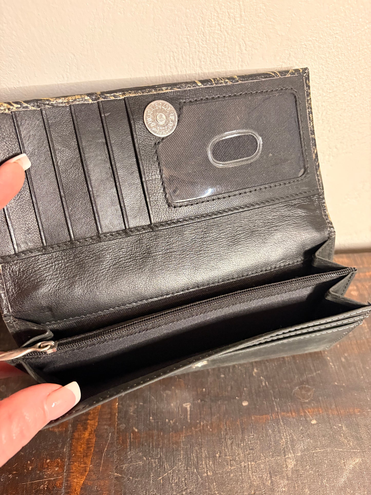 American Bison Wallet w/ Tooled Flower Pattern