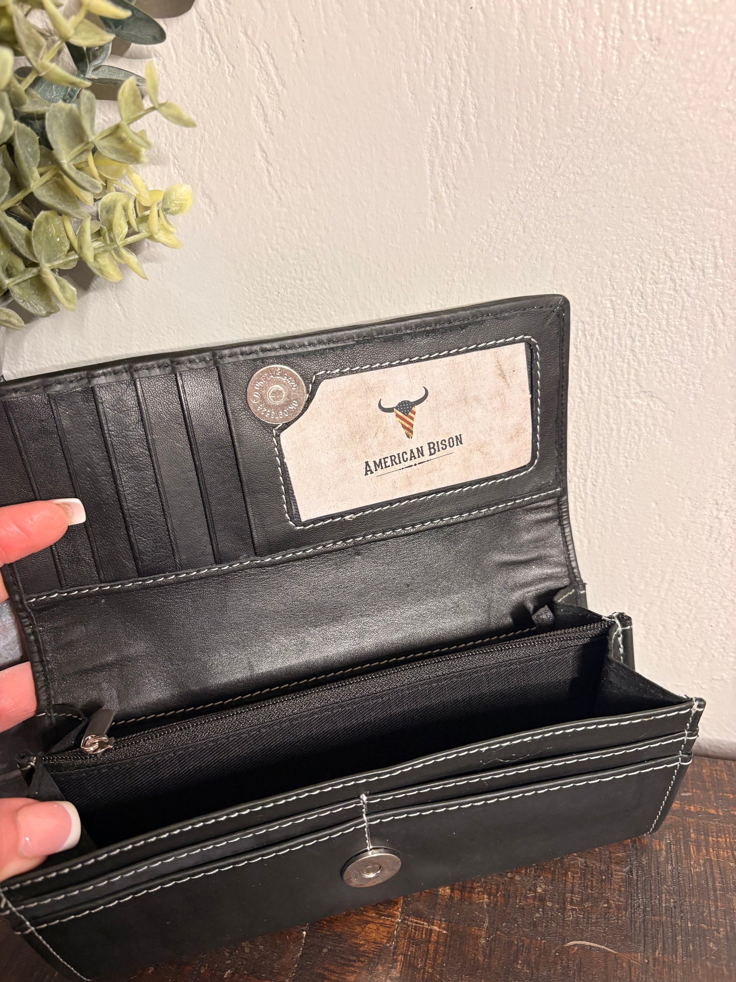 American Bison Leather and Cowhide Wallet