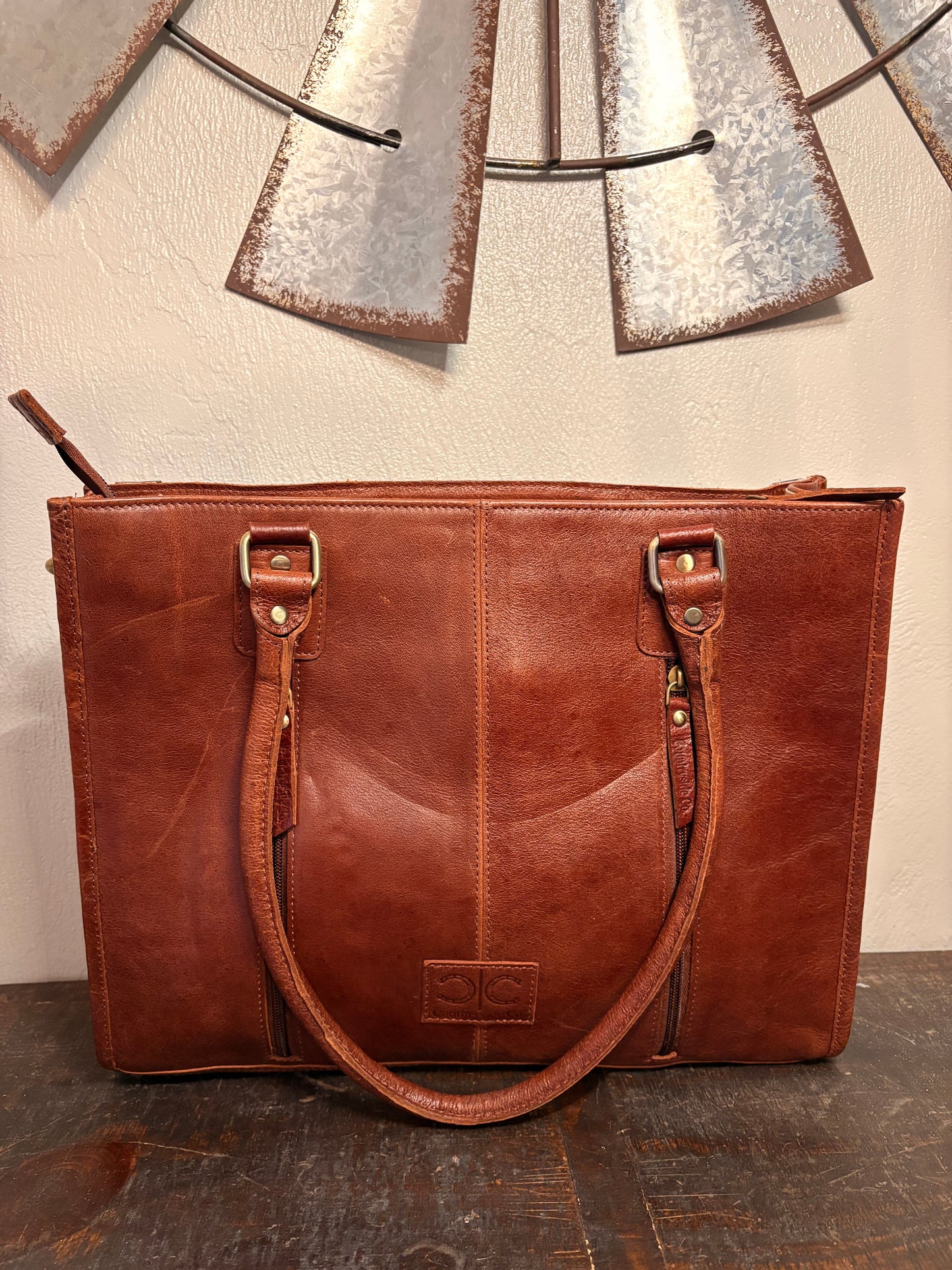Roper Cowhide and Tooled Leather Purse