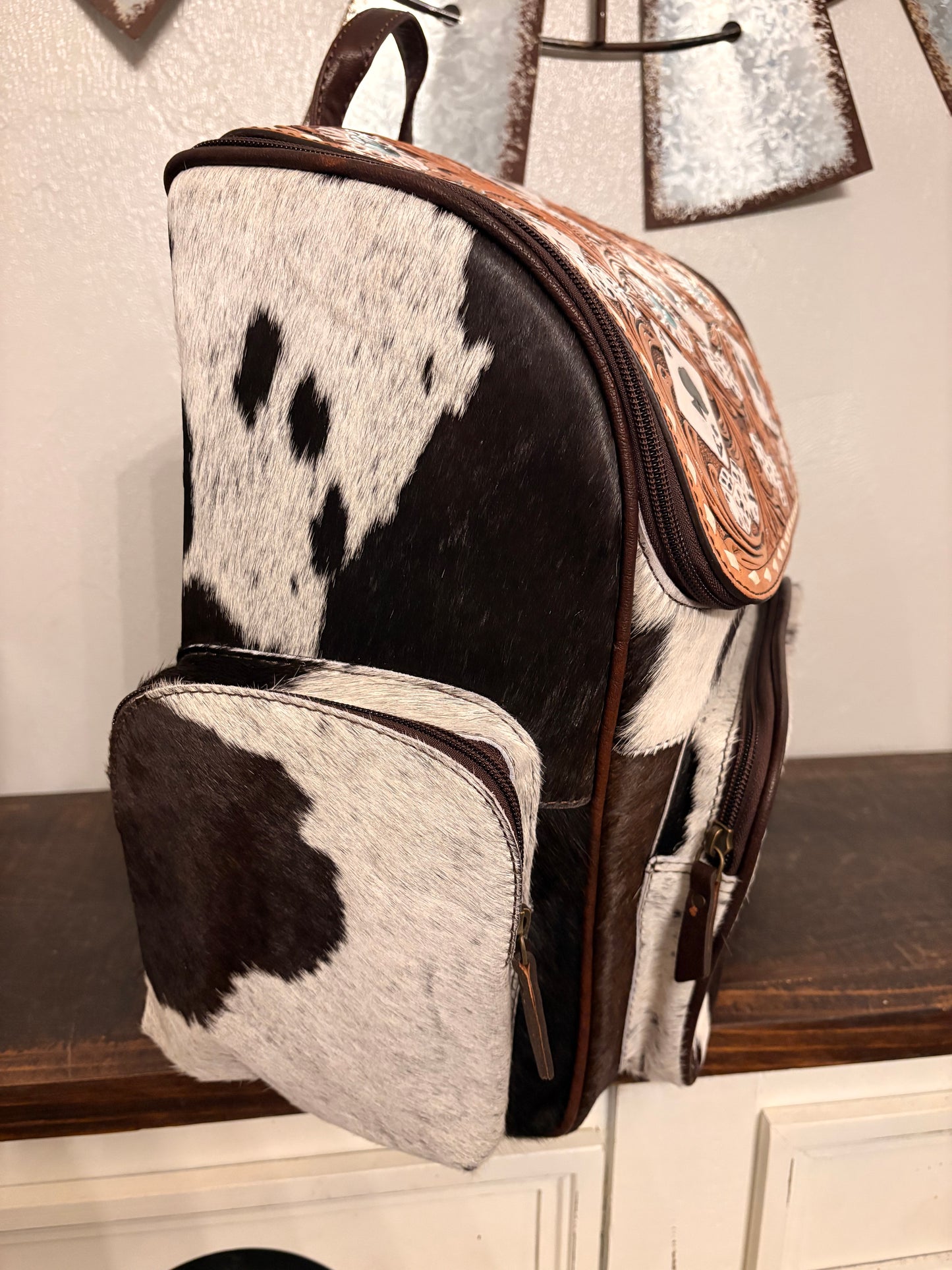 Ace & Dice Tooled Leather Backpack