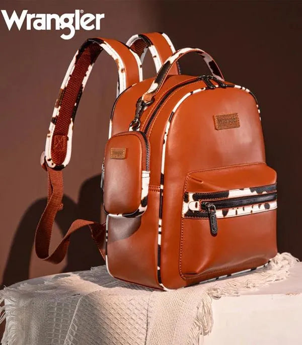Brown / Cow print Wrangler Backpack