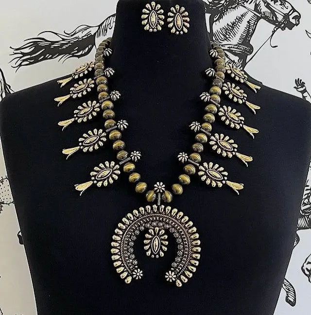 Golden Squash Blossom Necklace Set