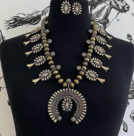 Golden Squash Blossom Necklace Set