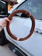 Brown and White Cowhide Steering Wheel Cover