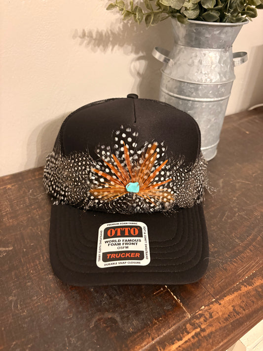 Black Feather Trucker Hat