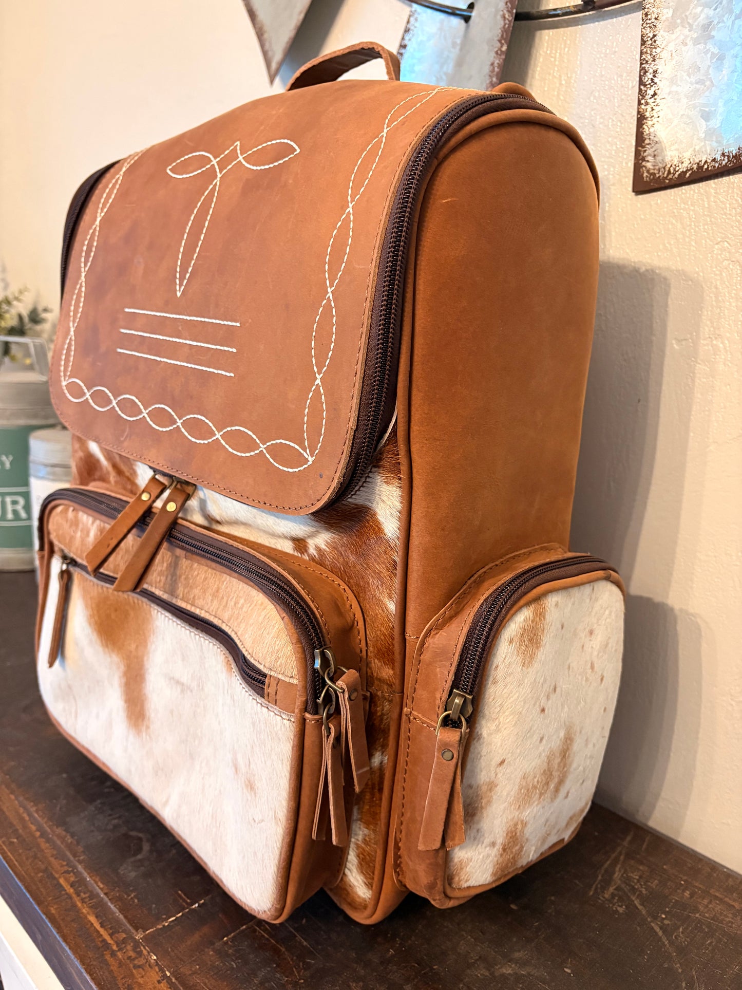Boot Stitch & Cowhide Backpack