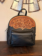 Black Leather Backpack with Tooling