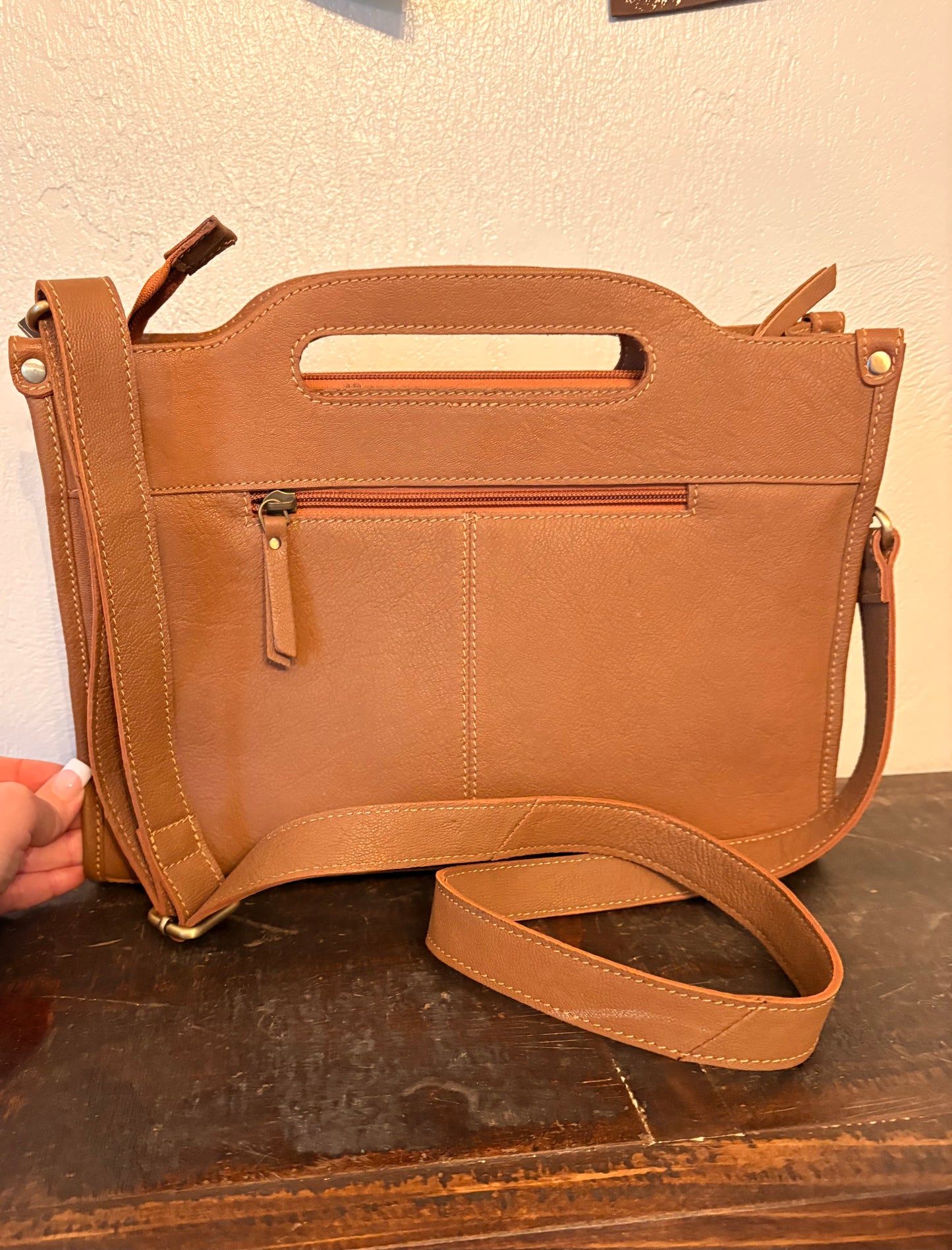 Tooled Leather Crossbody with Cowhide