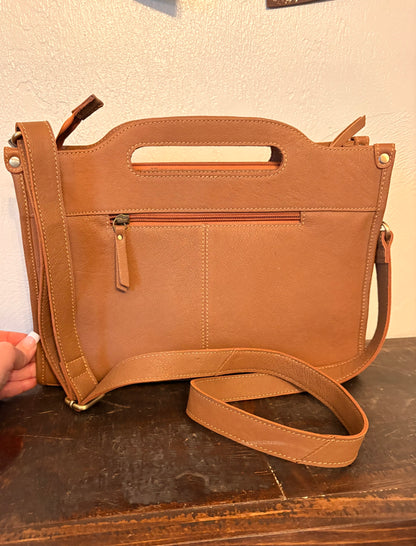 Tooled Leather Crossbody with Cowhide