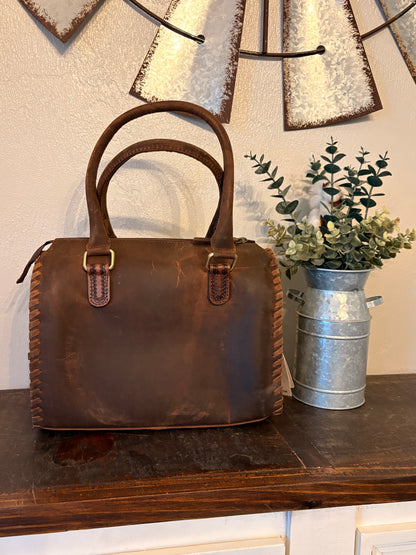 Tooled Leather Sunflower Speedy Bag / Wallet Set