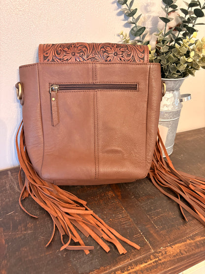 Tooled Leather Longhorn Crossbody