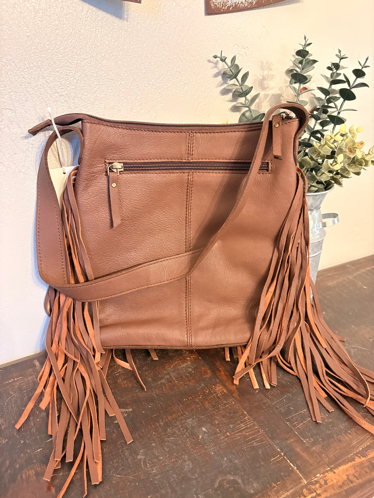 Brown Leather / Cowhide Purse with Longhorn