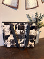 Black Leather Cowhide Stitched Purse