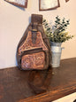 Brown Tooled Leather Sling Bag