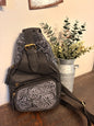 Black Tooled Leather Sling Bag