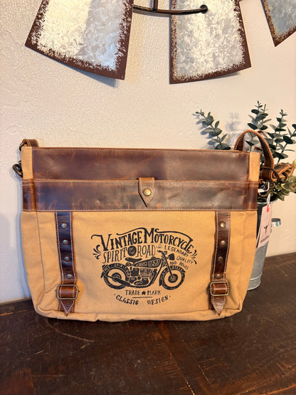 American Bison Vintage Motorcycle Canvas Crossbody/ Purse