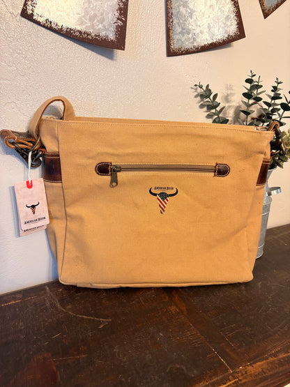 American Bison Vintage Motorcycle Canvas Crossbody/ Purse