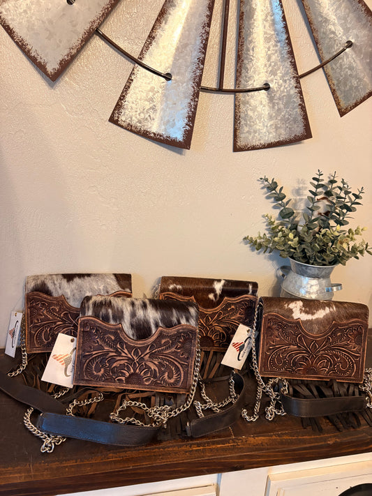 Small Cowhide Crossbody w/ Fringe