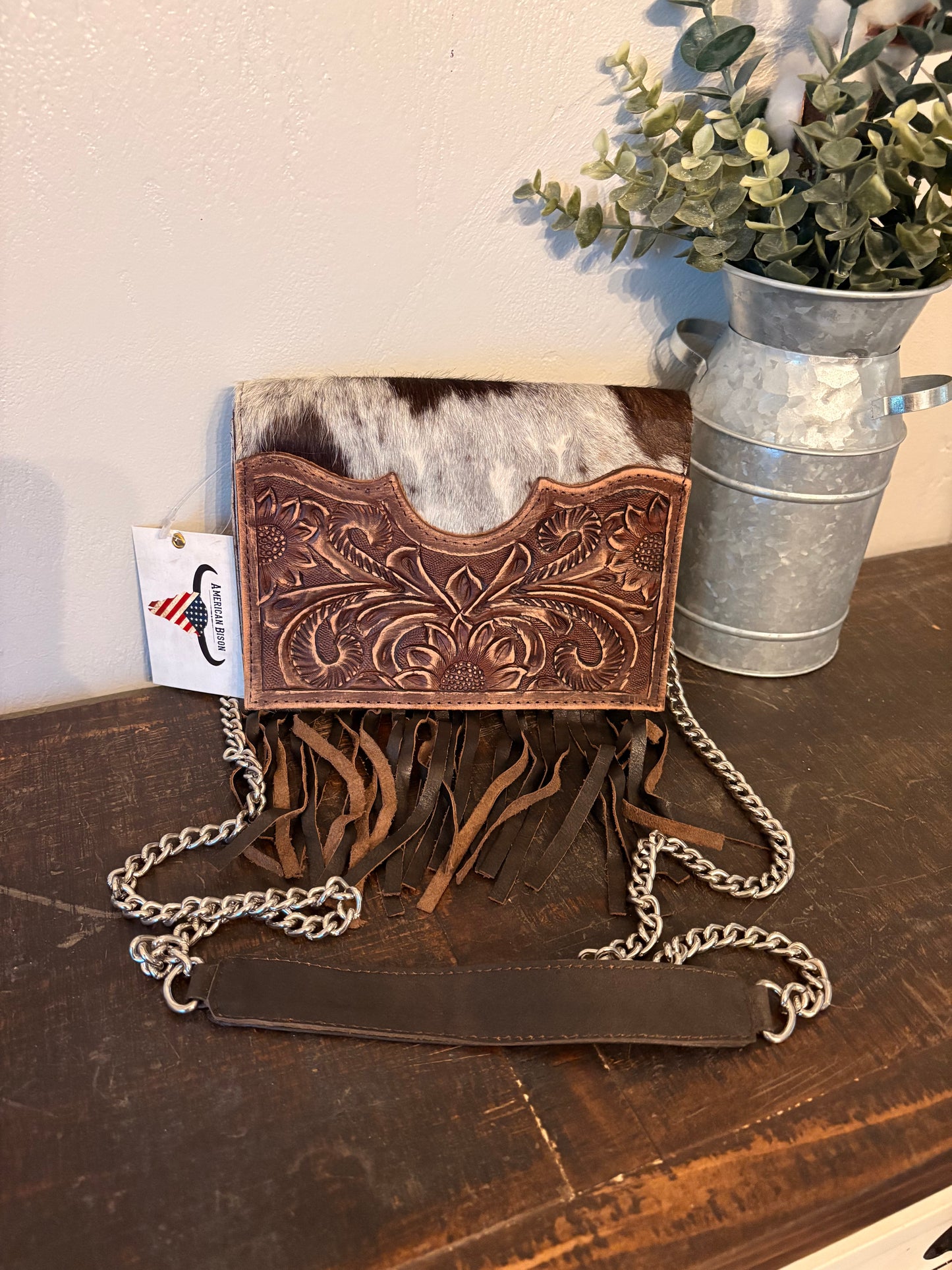 Small Cowhide Crossbody w/ Fringe