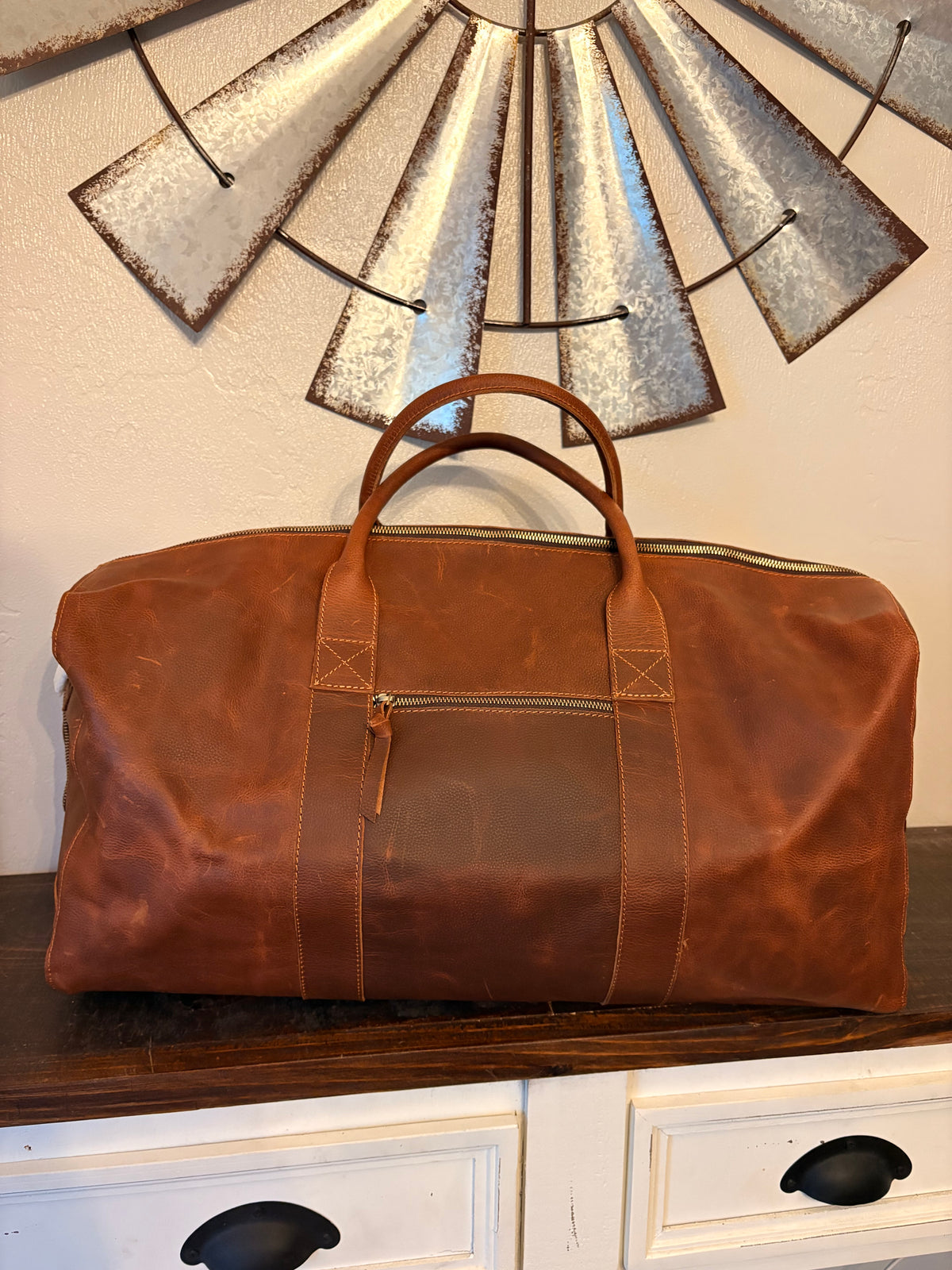 Leather American Bison Duffle Bag