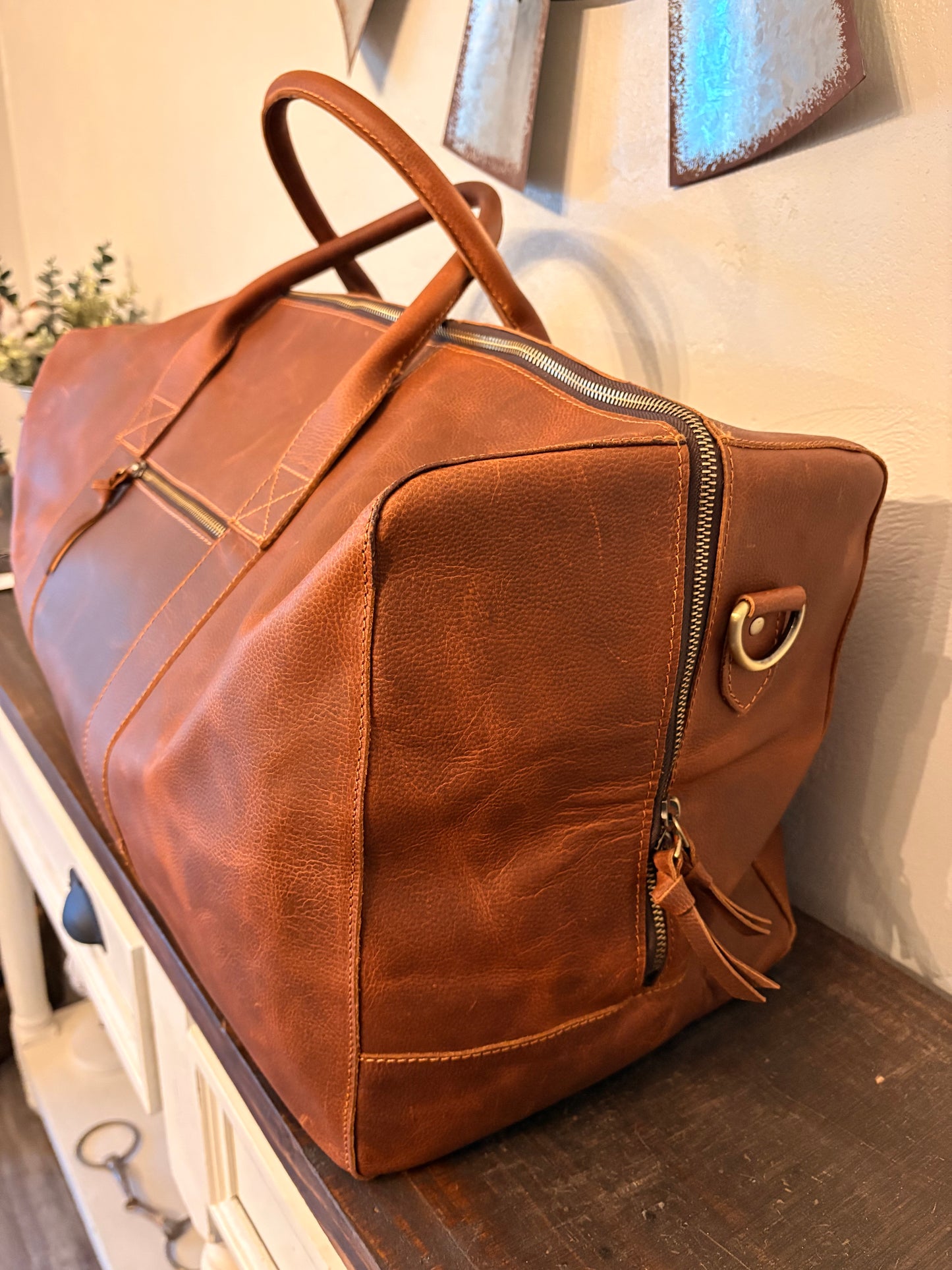 Leather American Bison Duffle Bag