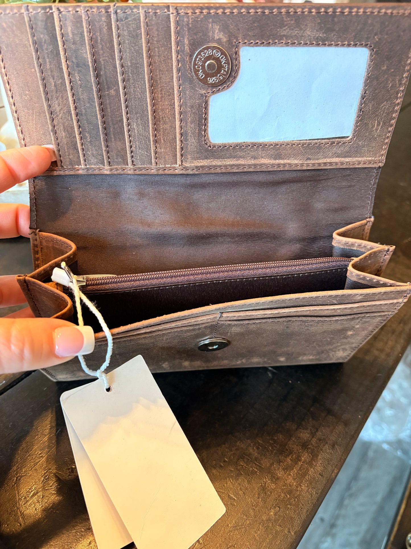 Tooled Leather Sunflower Crossbody / Wallet Set