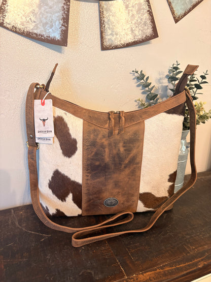 American Bison Leather and Cowhide Purse / Crossbody