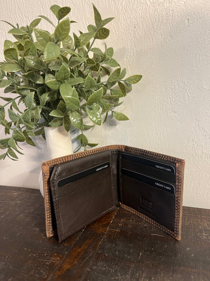 American Bison Leather Wallet with Deer Head