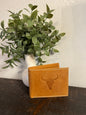 American Bison Leather Wallet with Longhorn Engraved
