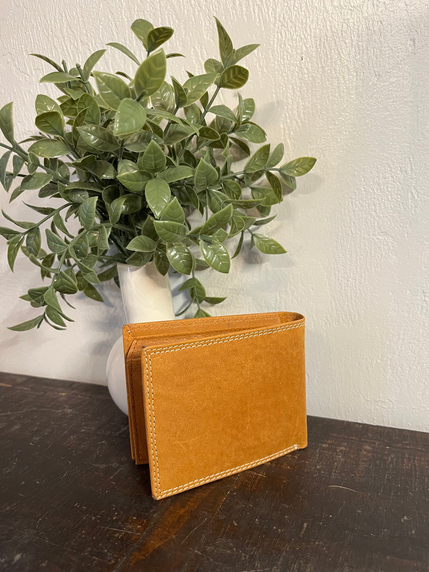 American Bison Leather Wallet with Longhorn Engraved