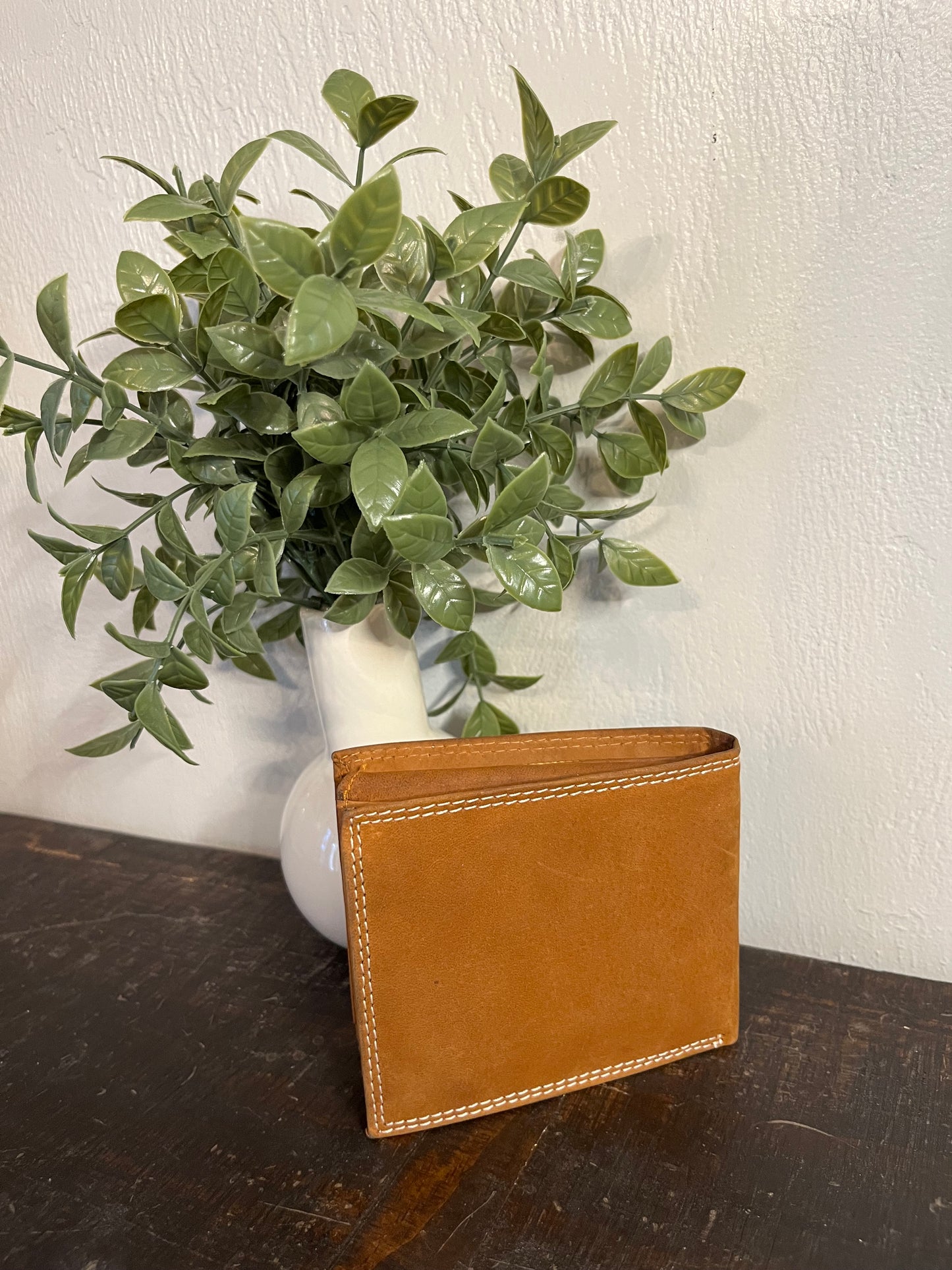 American Bison Leather Wallet with American Flag / Longhorn