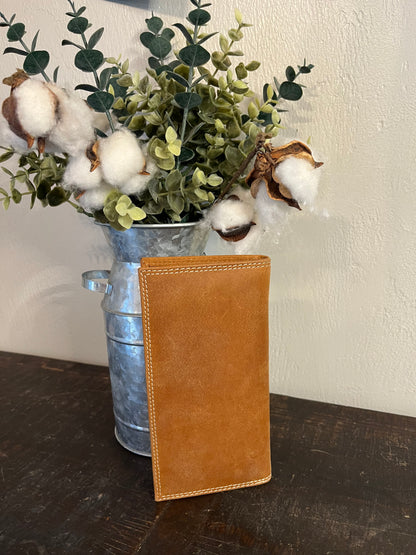 American Bison Leather Long Wallet with Longhorn