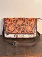 Brown / Tooled Leather & Cowhide Crossbody