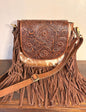 American Bison Tooled Leather & Cowhide Crossbody