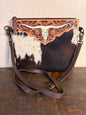 Longhorn Tooled Leather & Cowhide Concealed Carry Crossbody