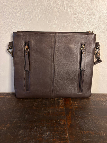 Longhorn Tooled Leather & Cowhide Concealed Carry Crossbody