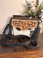 Black Cowhide and Tooled Leather Crossbody