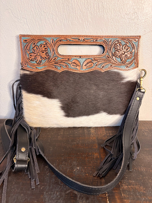 Cowhide & Tooled Crossbody
