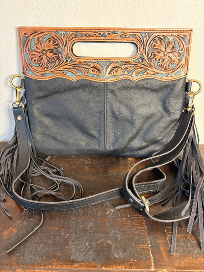 Cowhide & Tooled Crossbody