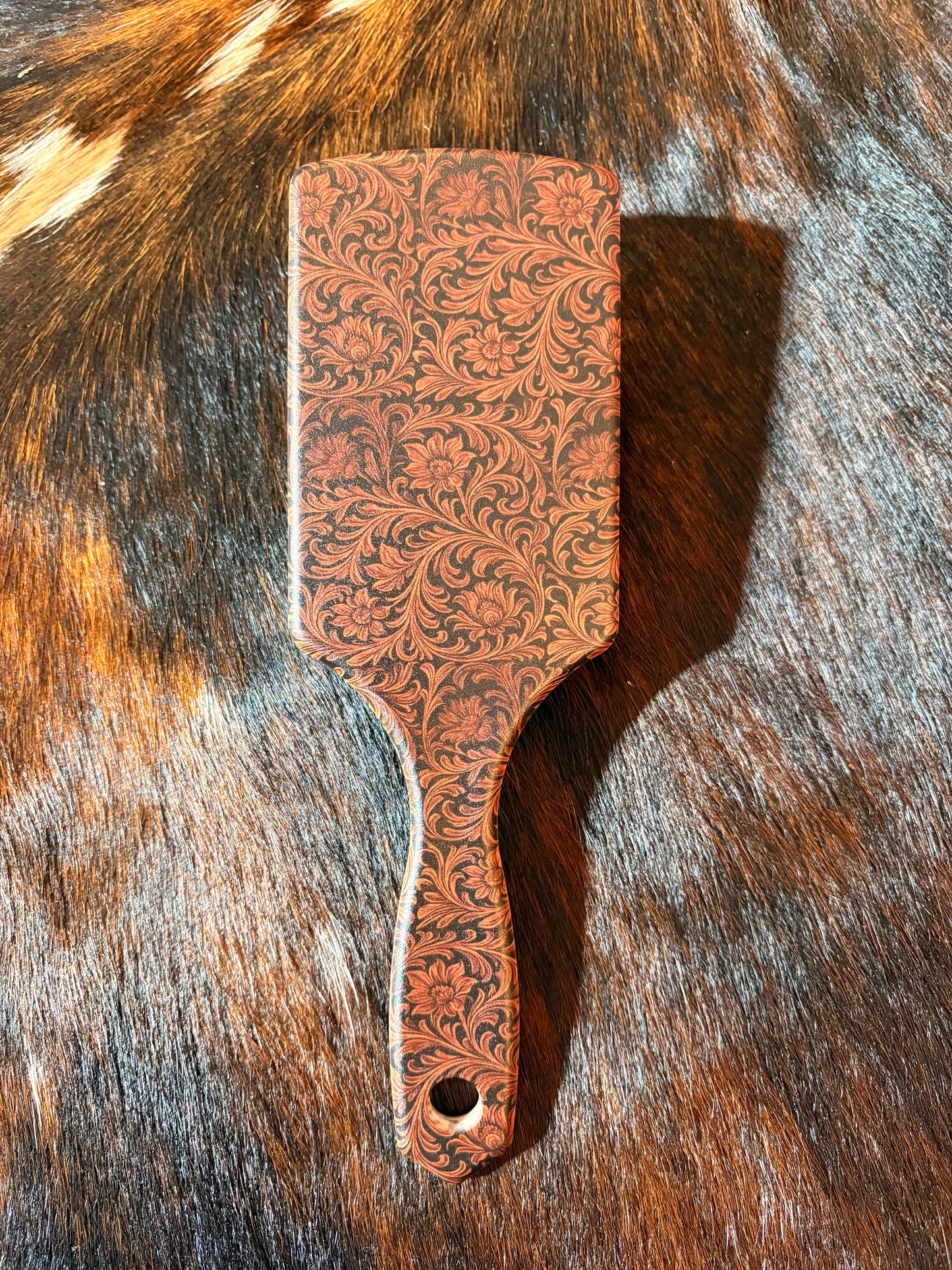 Brown Tooled Hair Brush