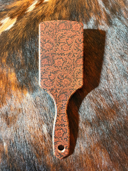 Brown Tooled Hair Brush