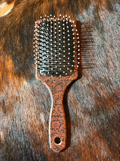 Brown Tooled Hair Brush