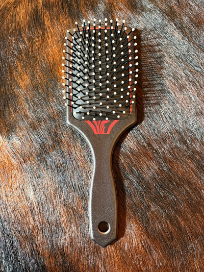 Black & Red Tooled Hair Brush