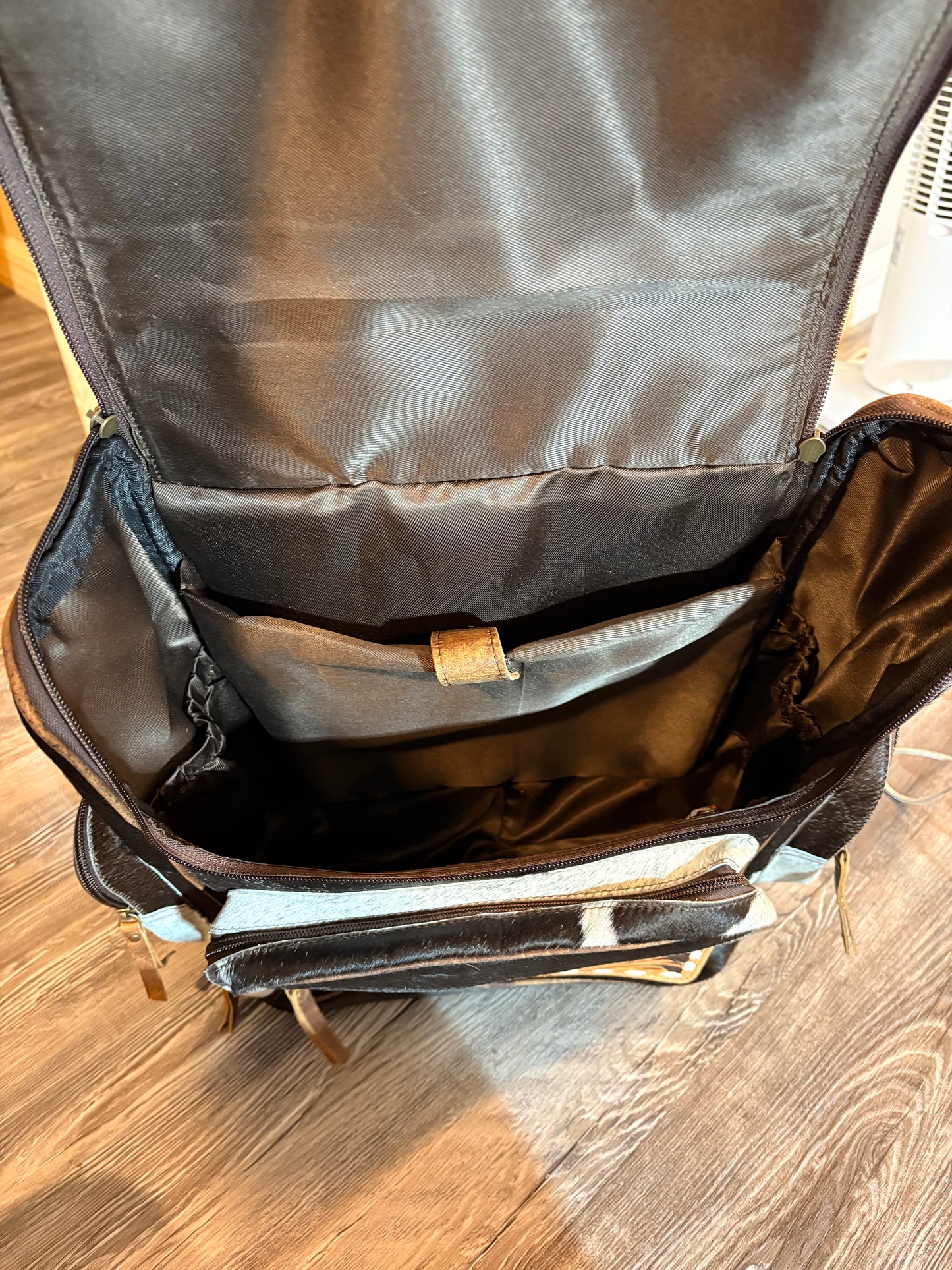 Tooled Leather & Cowhide Backpack / Diaper Bag